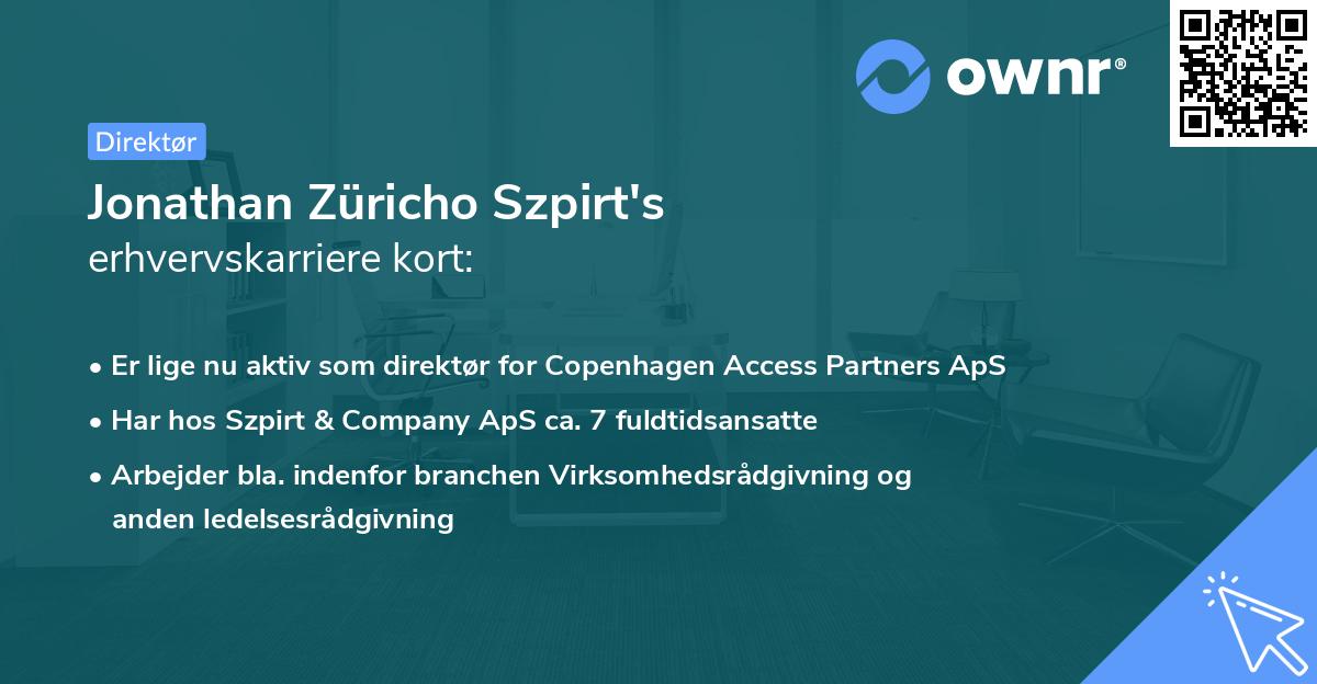 Jonathan Züricho Szpirt's erhvervskarriere kort