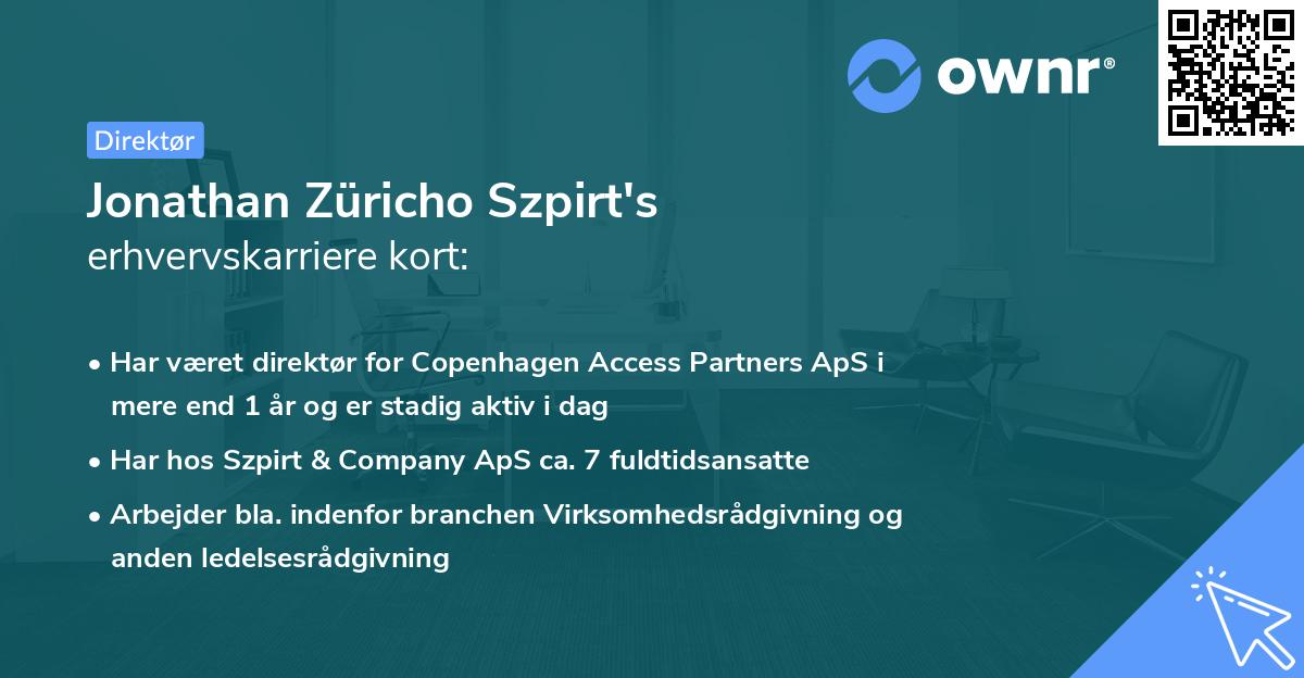 Jonathan Züricho Szpirt's erhvervskarriere kort