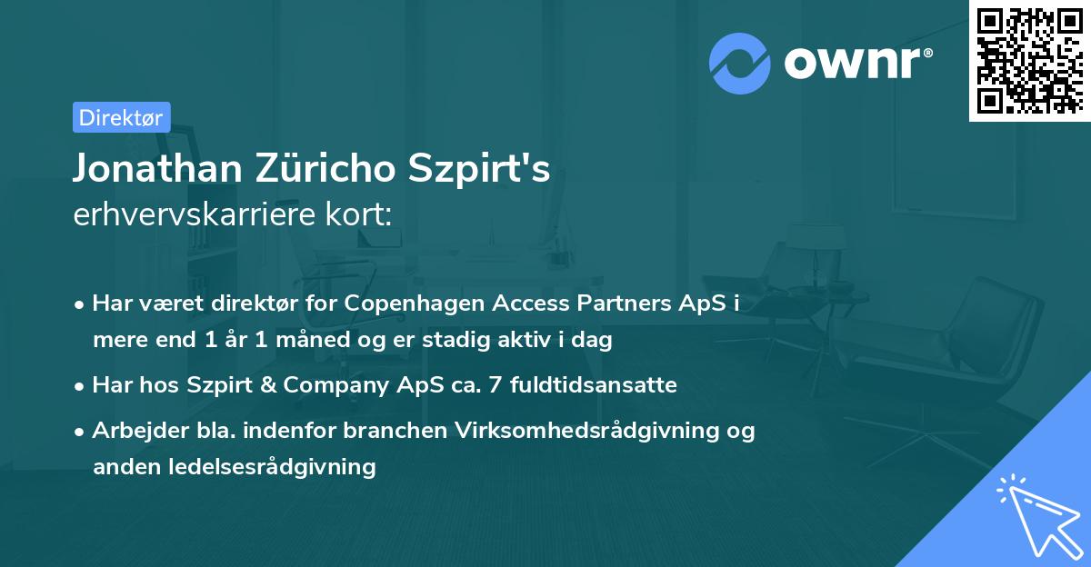 Jonathan Züricho Szpirt's erhvervskarriere kort