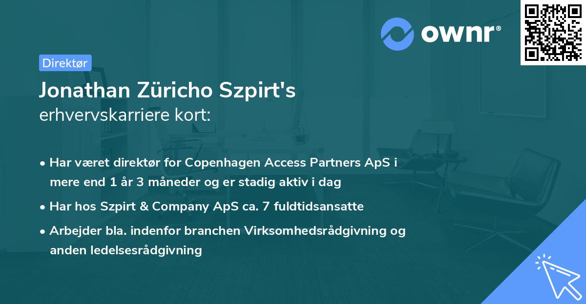 Jonathan Züricho Szpirt's erhvervskarriere kort