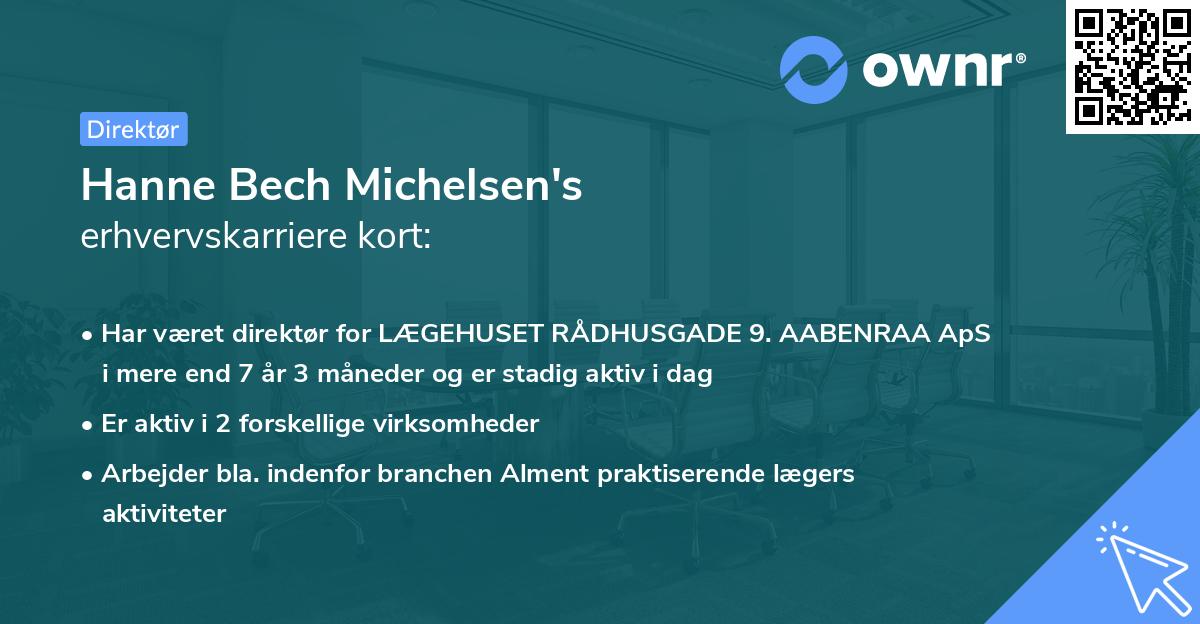 Hanne Bech Michelsen's erhvervskarriere kort