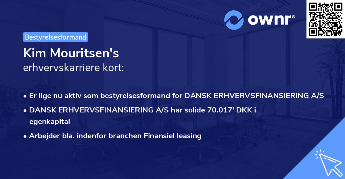Kim Mouritsen's erhvervskarriere kort