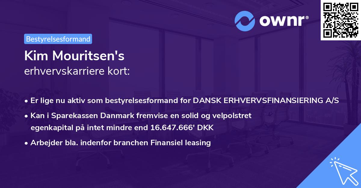 Kim Mouritsen's erhvervskarriere kort