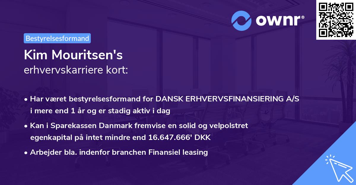 Kim Mouritsen's erhvervskarriere kort