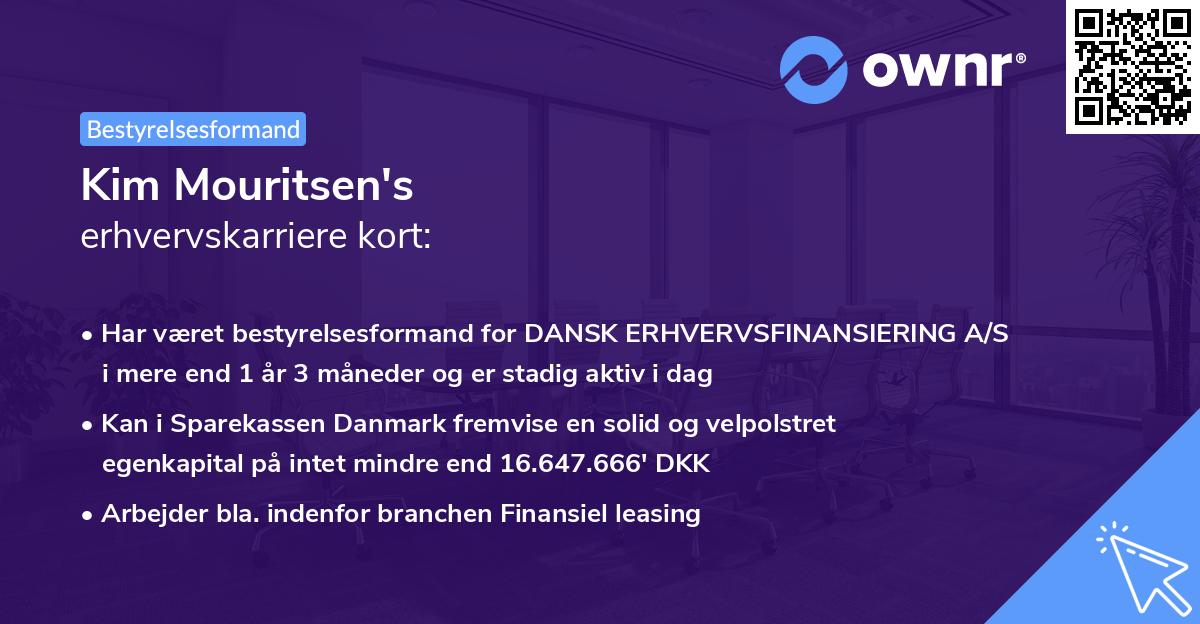 Kim Mouritsen's erhvervskarriere kort