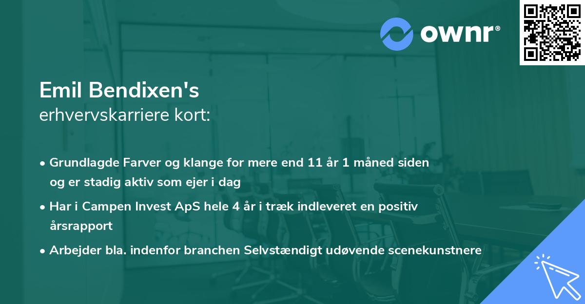 Emil Bendixen's erhvervskarriere kort