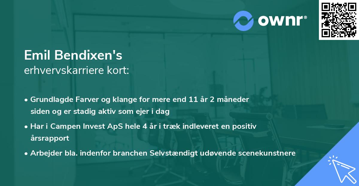 Emil Bendixen's erhvervskarriere kort