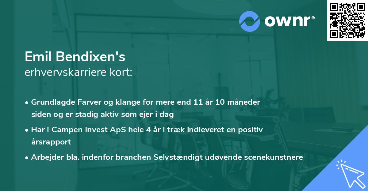 Emil Bendixen's erhvervskarriere kort