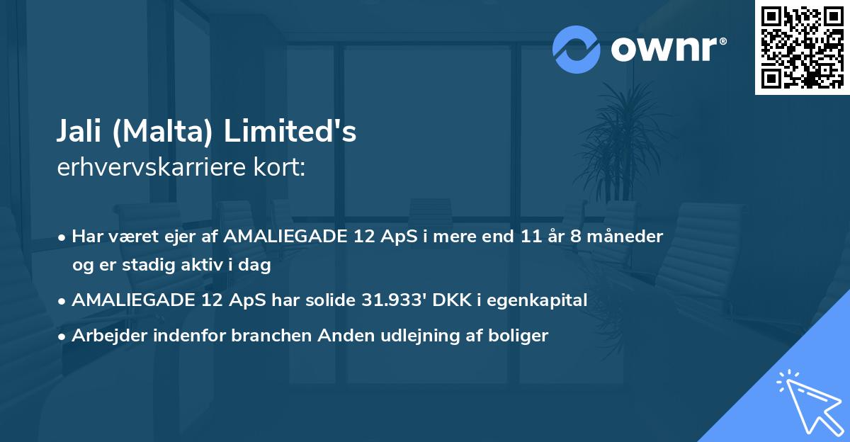 Jali (Malta) Limited's erhvervskarriere kort