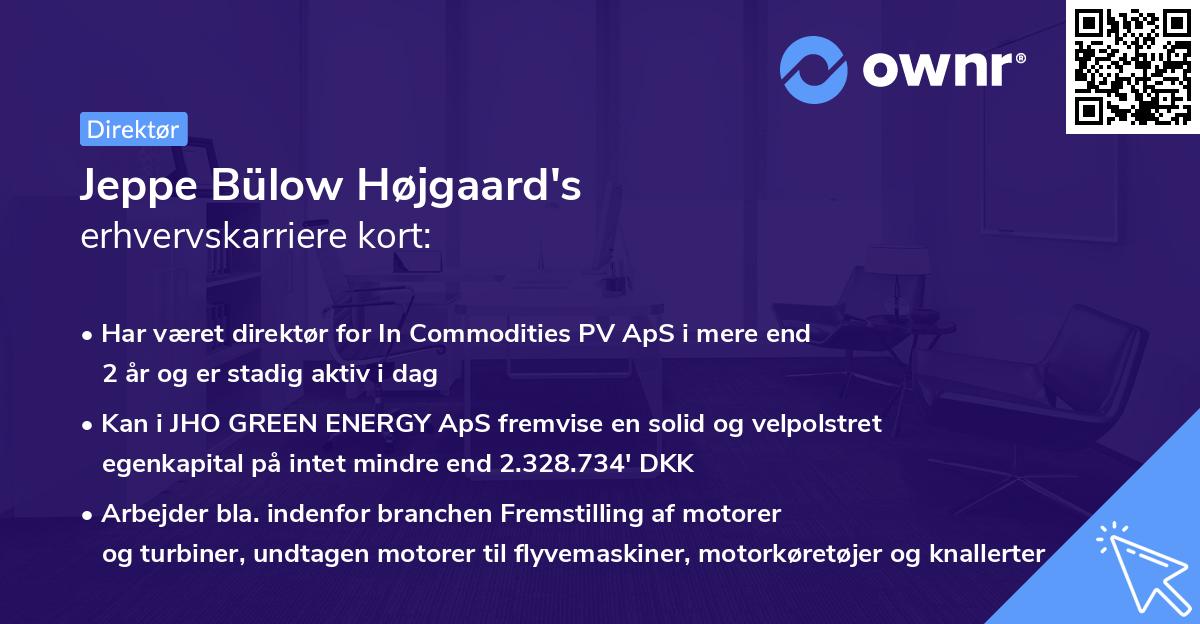 Jeppe Bülow Højgaard's erhvervskarriere kort