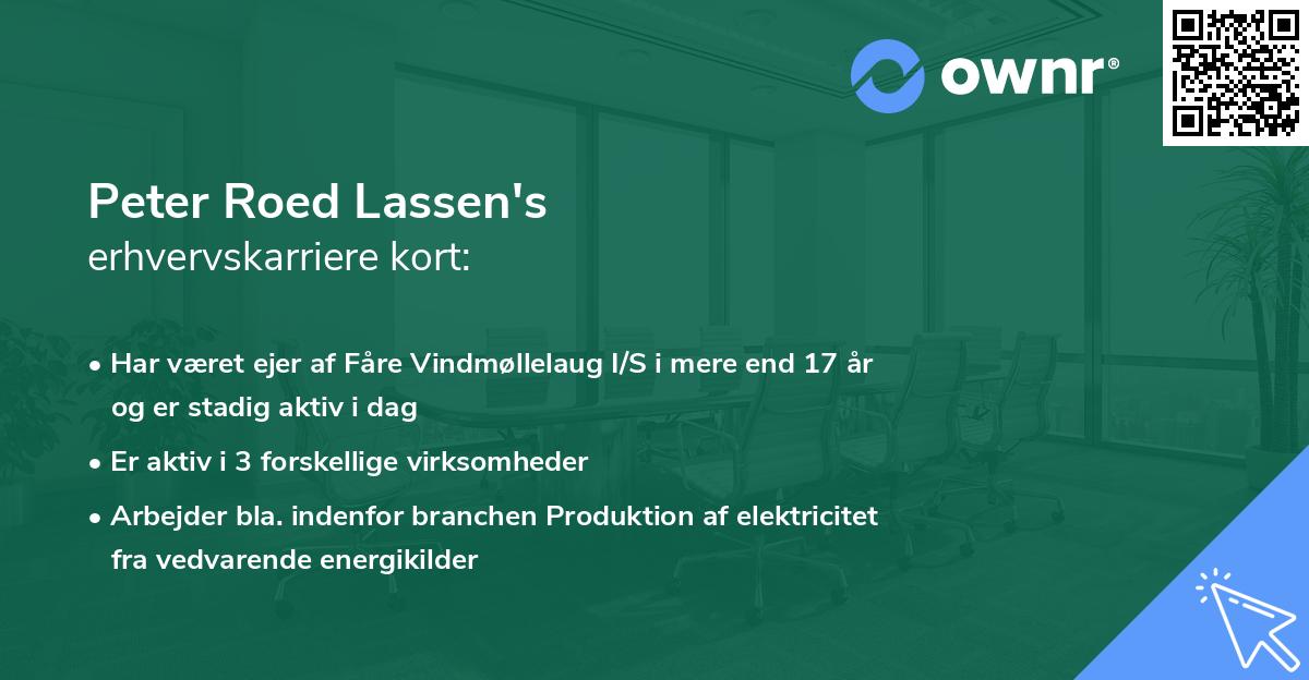 Peter Roed Lassen's erhvervskarriere kort