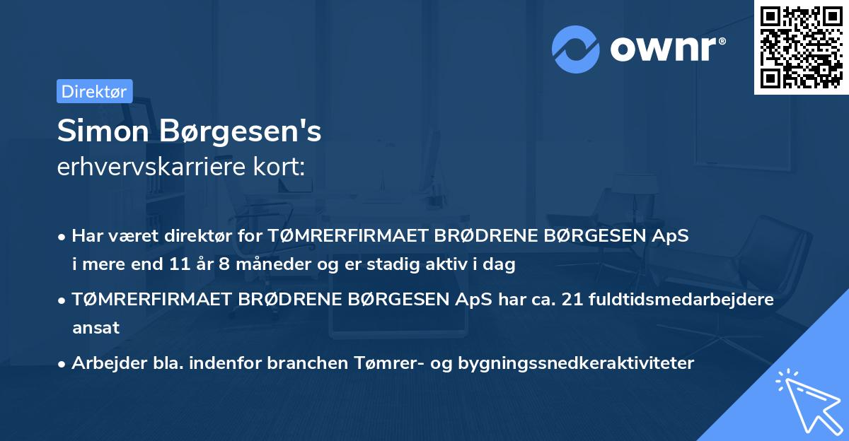 Simon Børgesen's erhvervskarriere kort