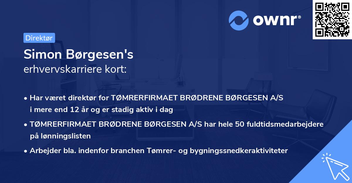 Simon Børgesen's erhvervskarriere kort