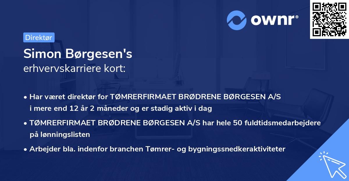 Simon Børgesen's erhvervskarriere kort