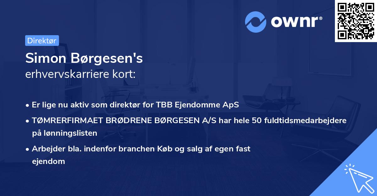 Simon Børgesen's erhvervskarriere kort
