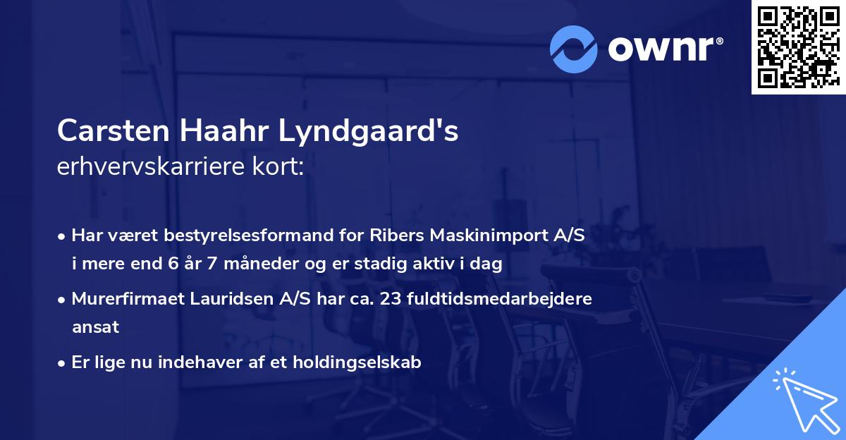 Carsten Haahr Lyndgaard's erhvervskarriere kort