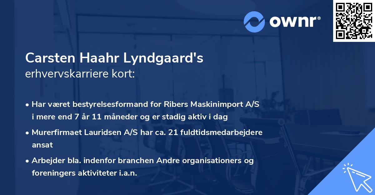 Carsten Haahr Lyndgaard's erhvervskarriere kort