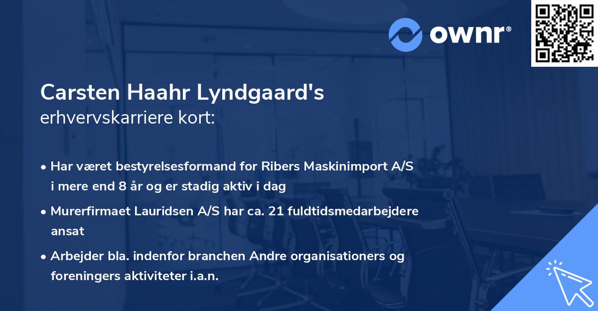 Carsten Haahr Lyndgaard's erhvervskarriere kort