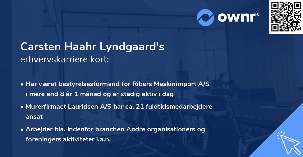 Carsten Haahr Lyndgaard's erhvervskarriere kort