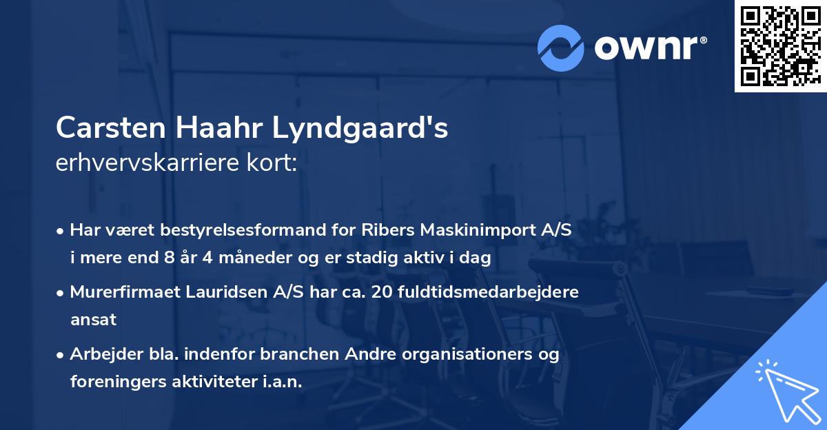 Carsten Haahr Lyndgaard's erhvervskarriere kort