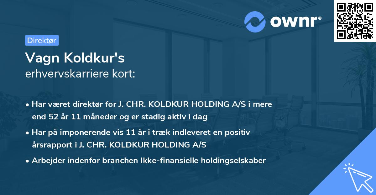 Vagn Koldkur's erhvervskarriere kort