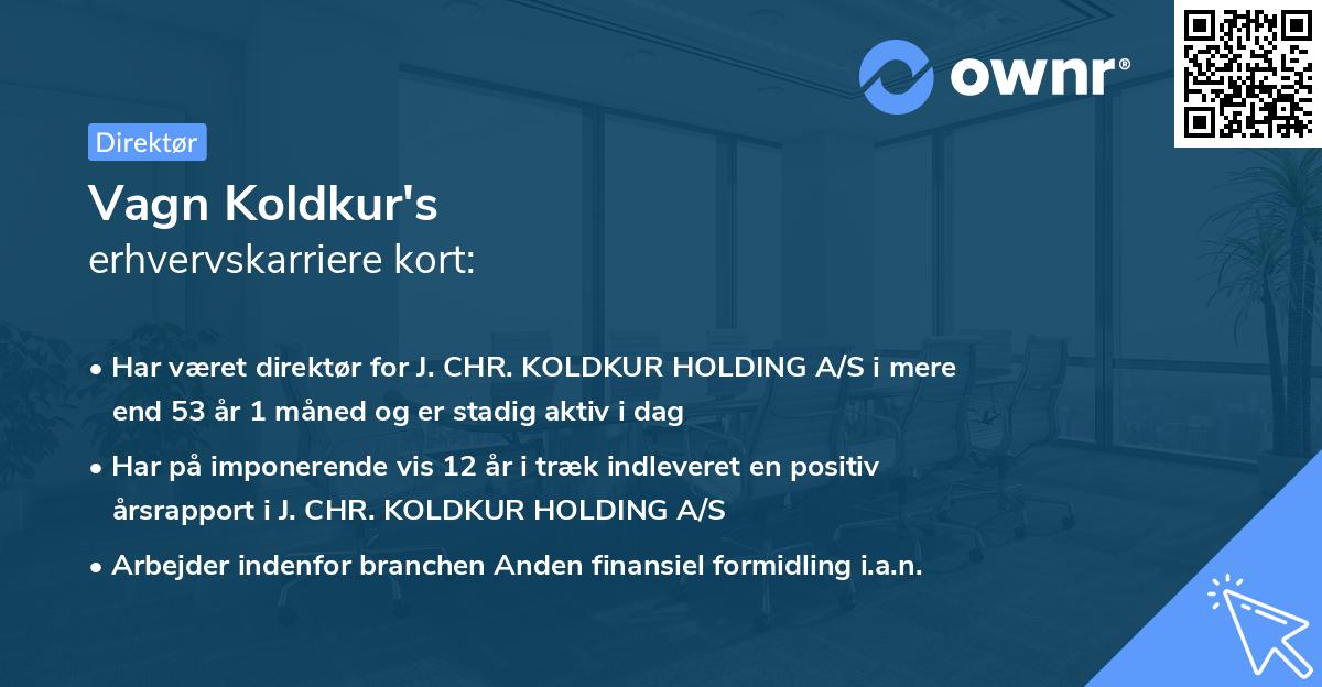 Vagn Koldkur's erhvervskarriere kort