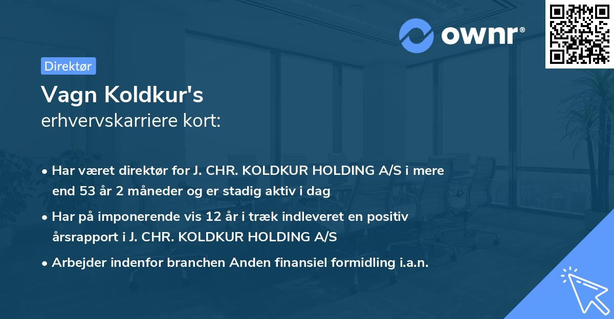 Vagn Koldkur's erhvervskarriere kort