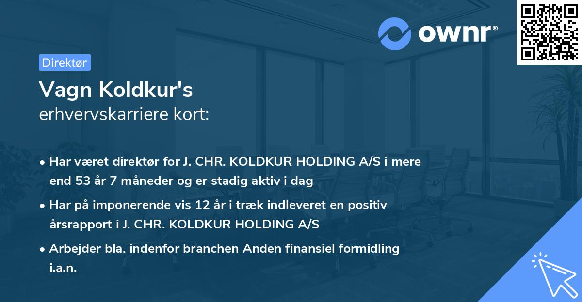 Vagn Koldkur's erhvervskarriere kort