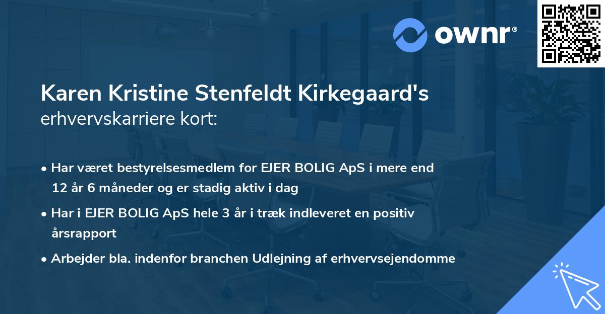 Karen Kristine Stenfeldt Kirkegaard's erhvervskarriere kort
