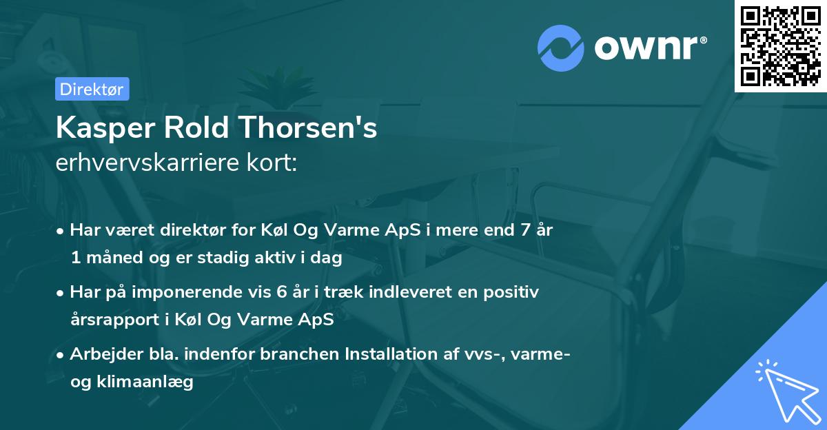 Kasper Rold Thorsen's erhvervskarriere kort