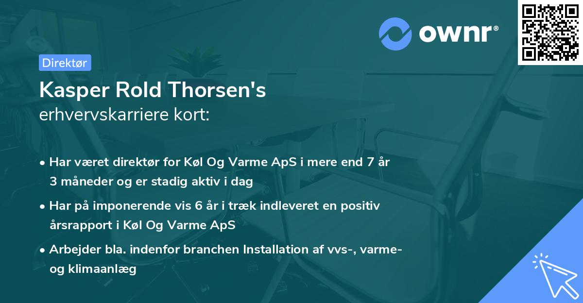 Kasper Rold Thorsen's erhvervskarriere kort