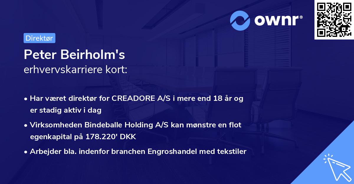 Peter Beirholm's erhvervskarriere kort