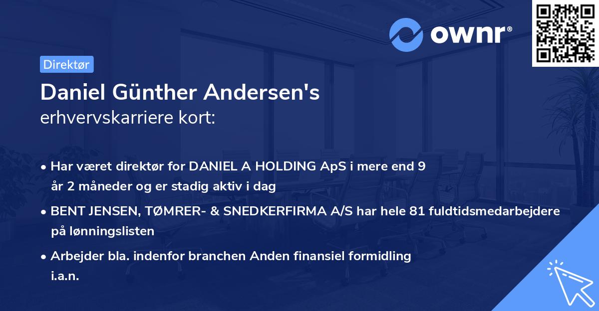 Daniel Günther Andersen's erhvervskarriere kort