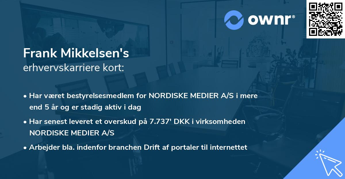 Frank Mikkelsen's erhvervskarriere kort
