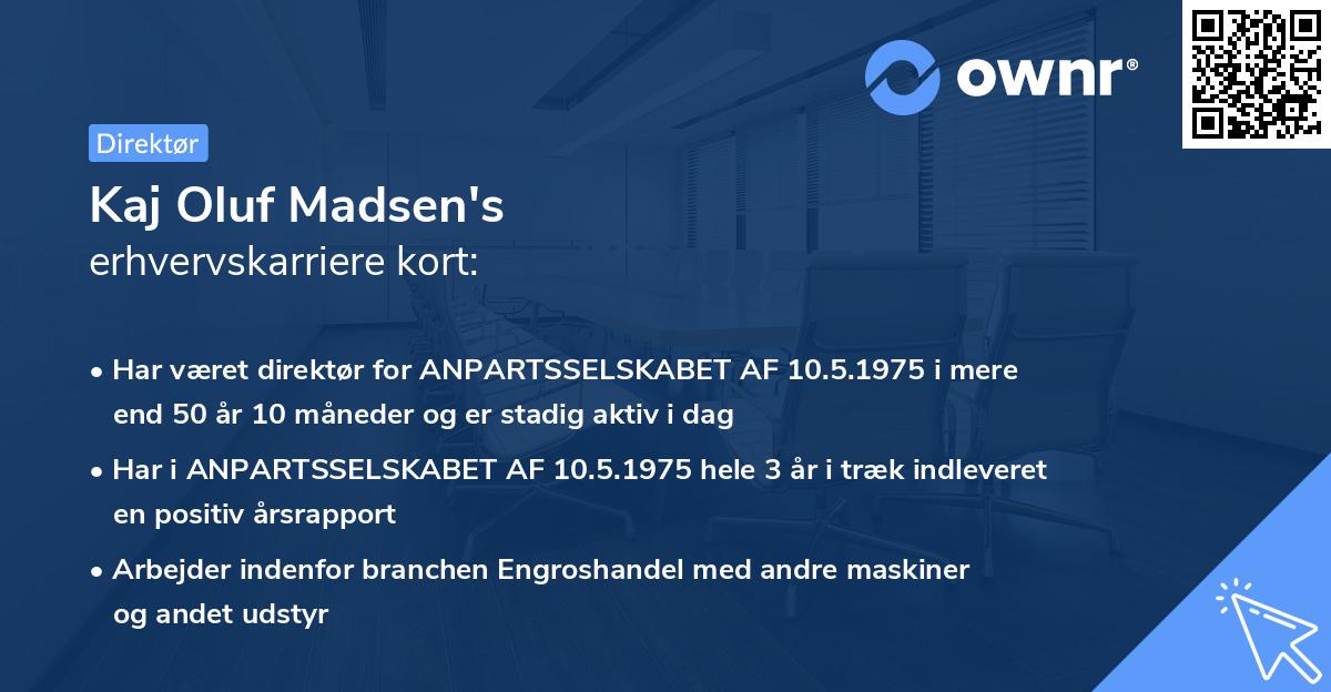 Kaj Oluf Madsen's erhvervskarriere kort