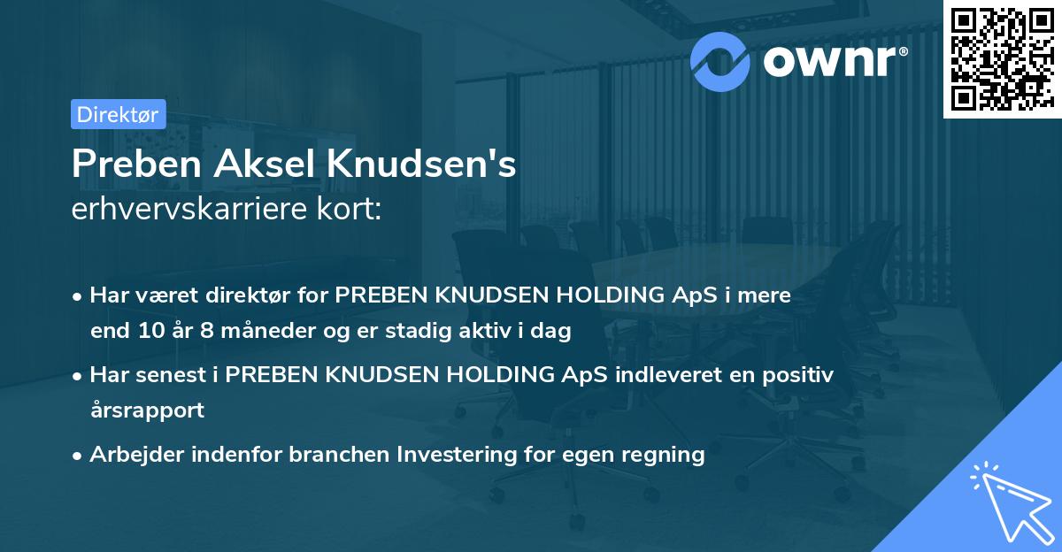Preben Aksel Knudsen's erhvervskarriere kort