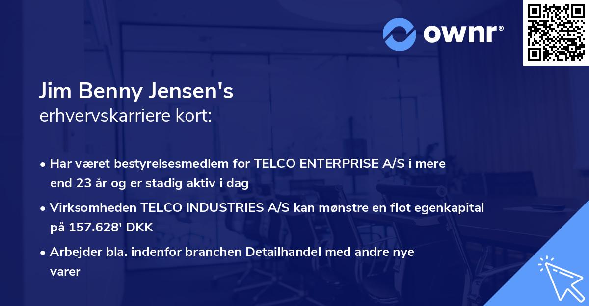 Jim Benny Jensen's erhvervskarriere kort