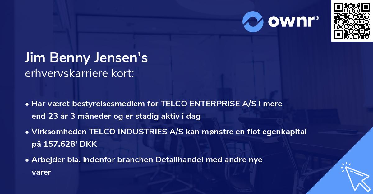 Jim Benny Jensen's erhvervskarriere kort