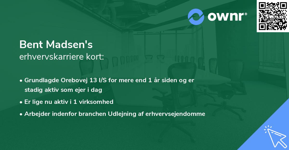 Bent Madsen's erhvervskarriere kort