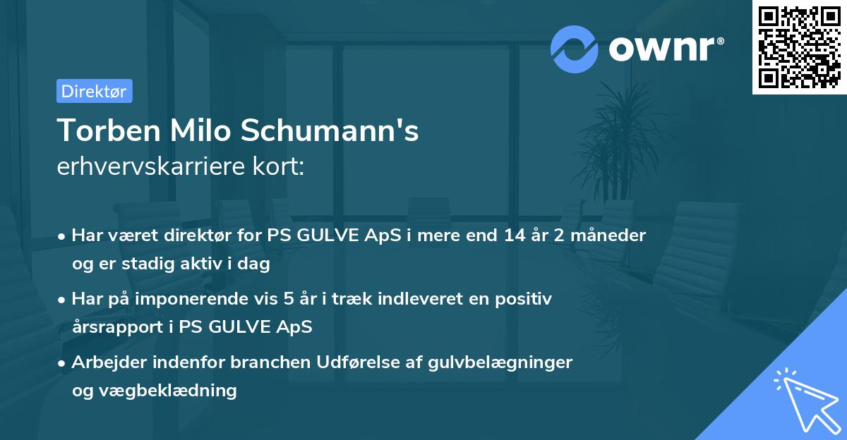 Torben Milo Schumann's erhvervskarriere kort