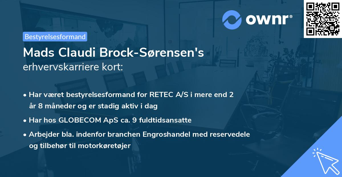 Mads Claudi Brock-Sørensen's erhvervskarriere kort