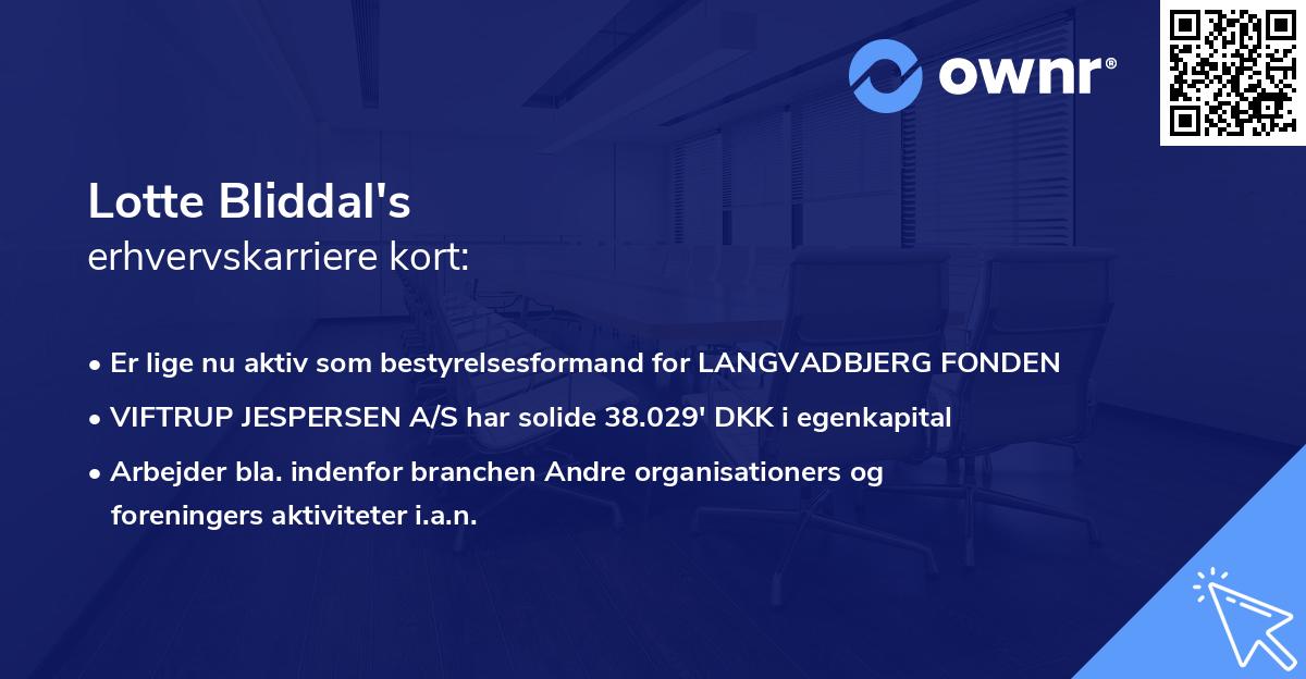 Lotte Bliddal's erhvervskarriere kort