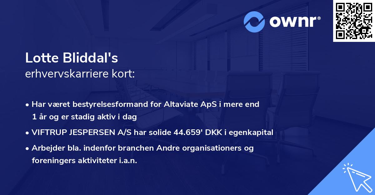 Lotte Bliddal's erhvervskarriere kort
