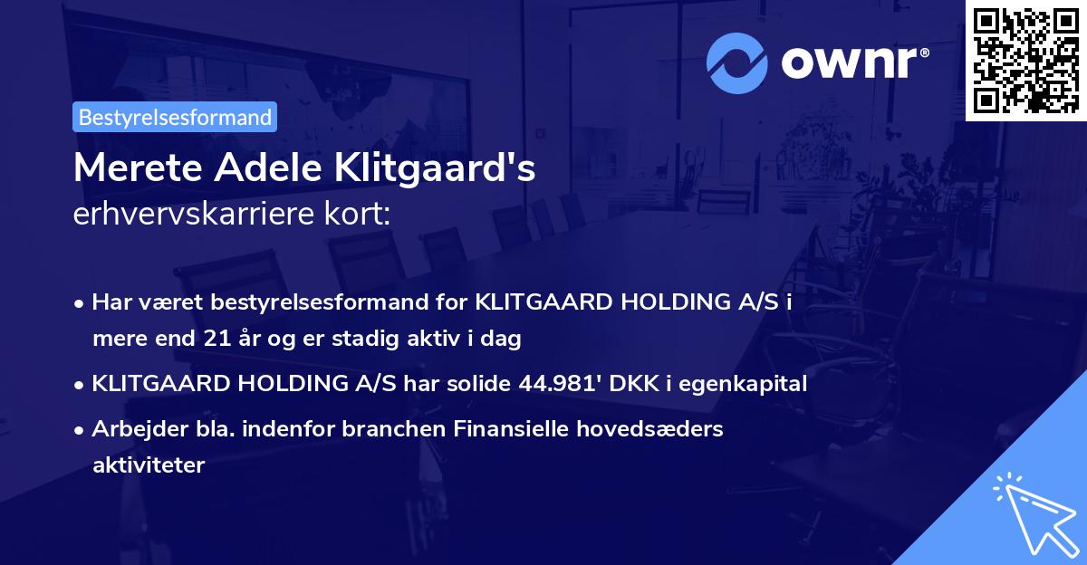 Merete Adele Klitgaard's erhvervskarriere kort
