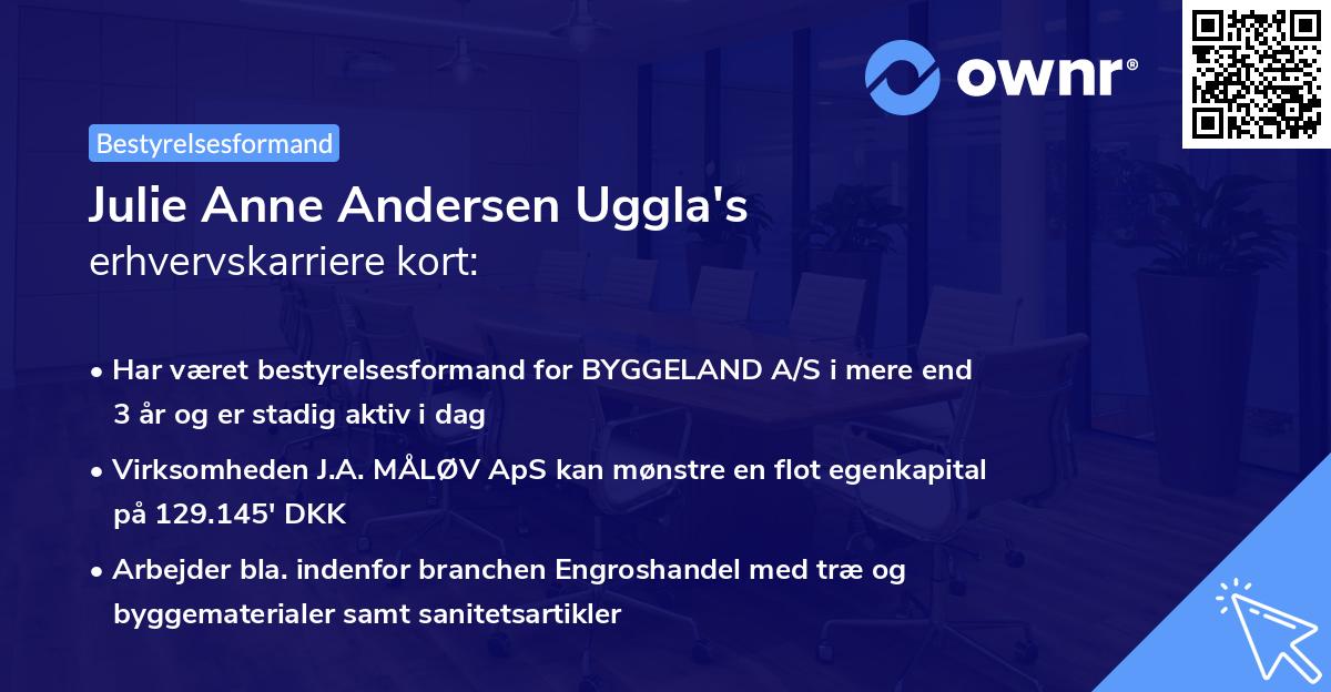 Julie Anne Andersen Uggla's erhvervskarriere kort
