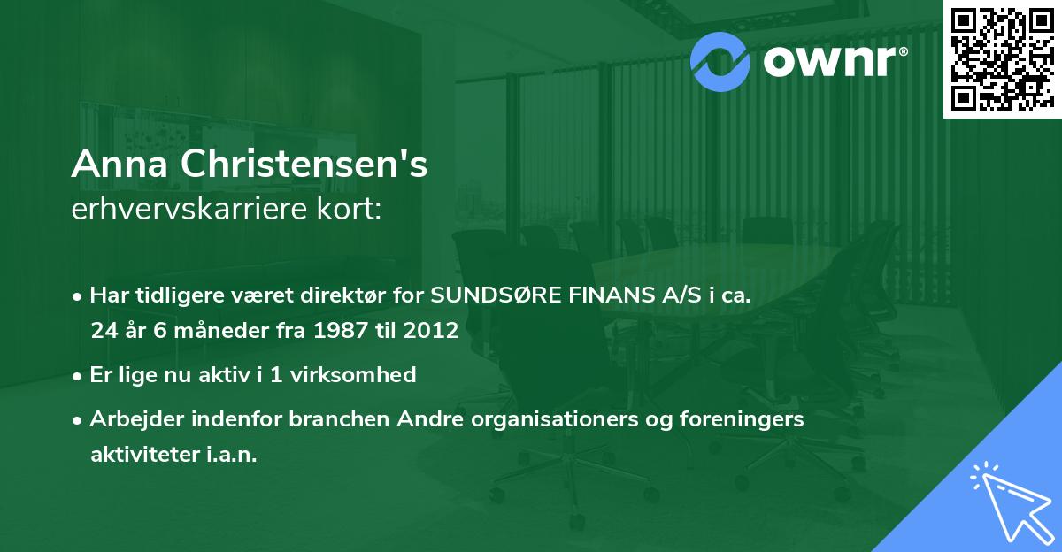 Anna Christensen's erhvervskarriere kort