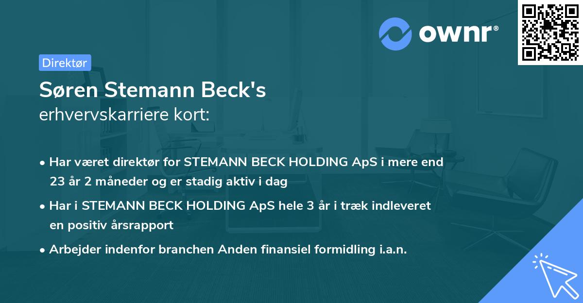 Søren Stemann Beck's erhvervskarriere kort