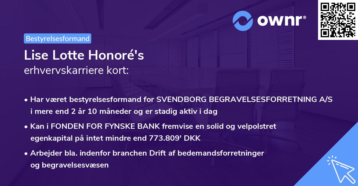 Lise Lotte Honoré's erhvervskarriere kort