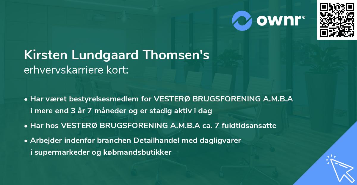 Kirsten Lundgaard Thomsen's erhvervskarriere kort