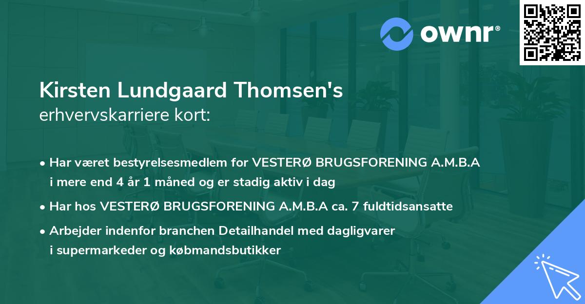 Kirsten Lundgaard Thomsen's erhvervskarriere kort